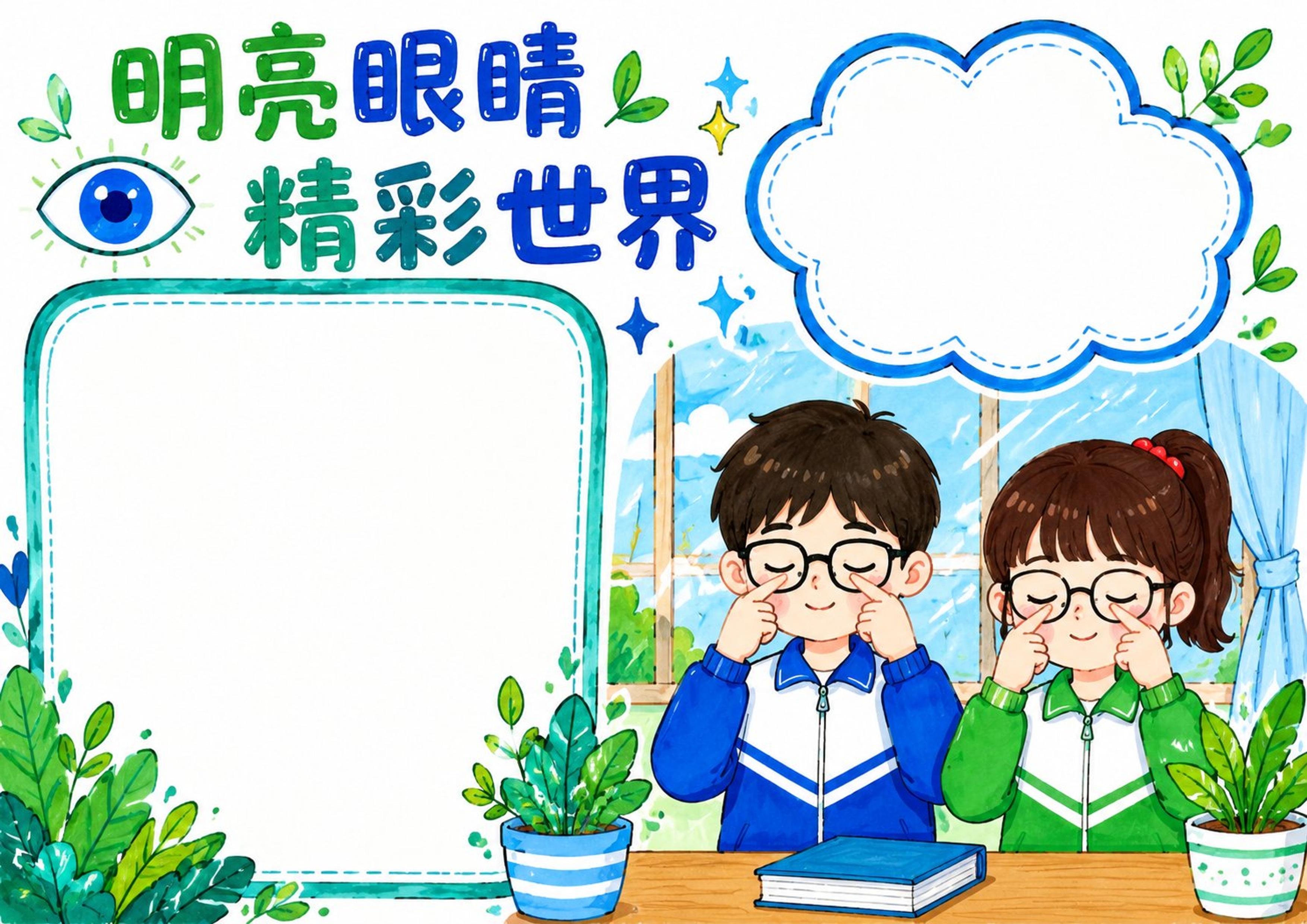 爱眼护眼手抄报手抄报彩图无字