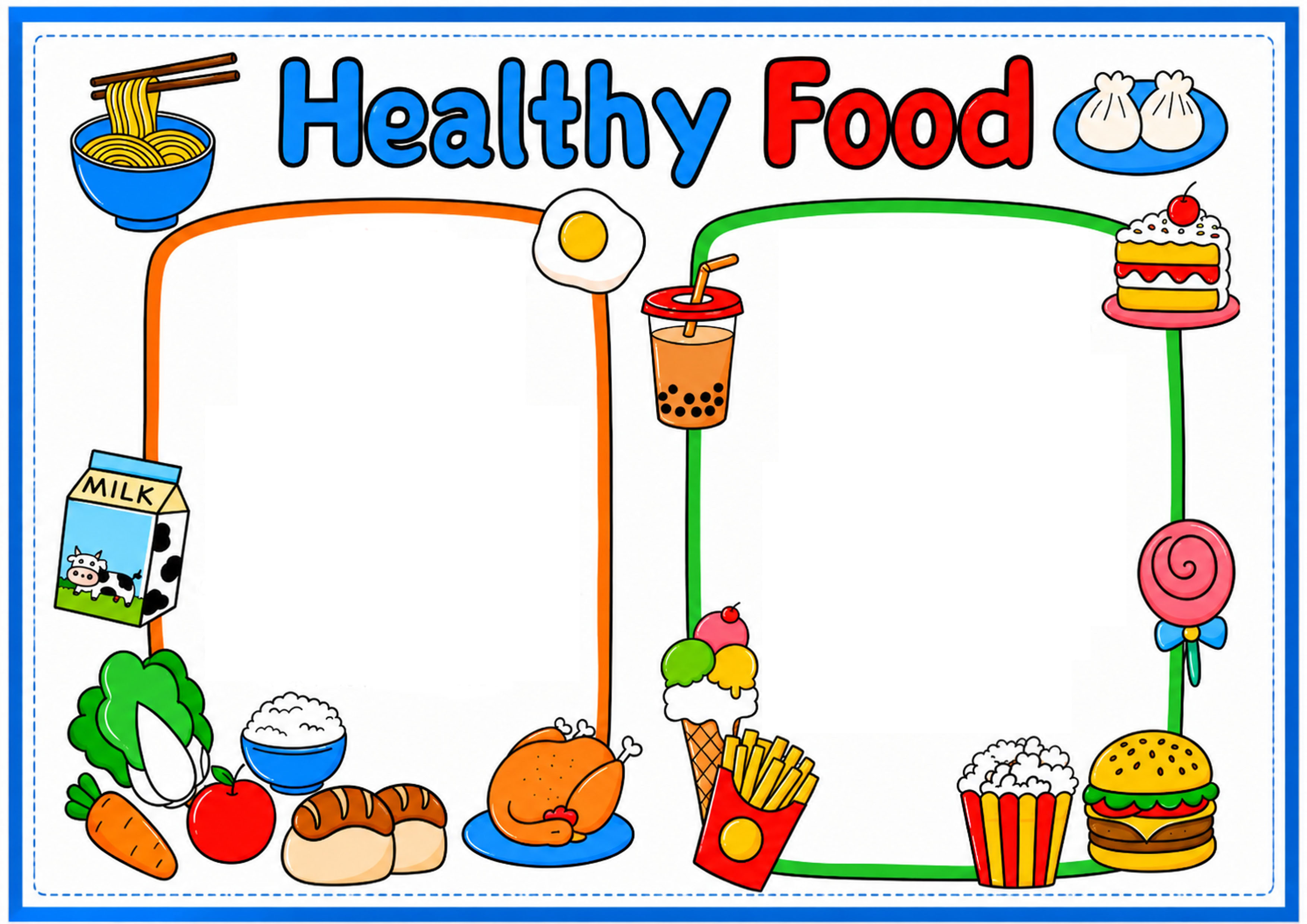 Healthy food｜三年级英语手抄报手抄报彩图无字
