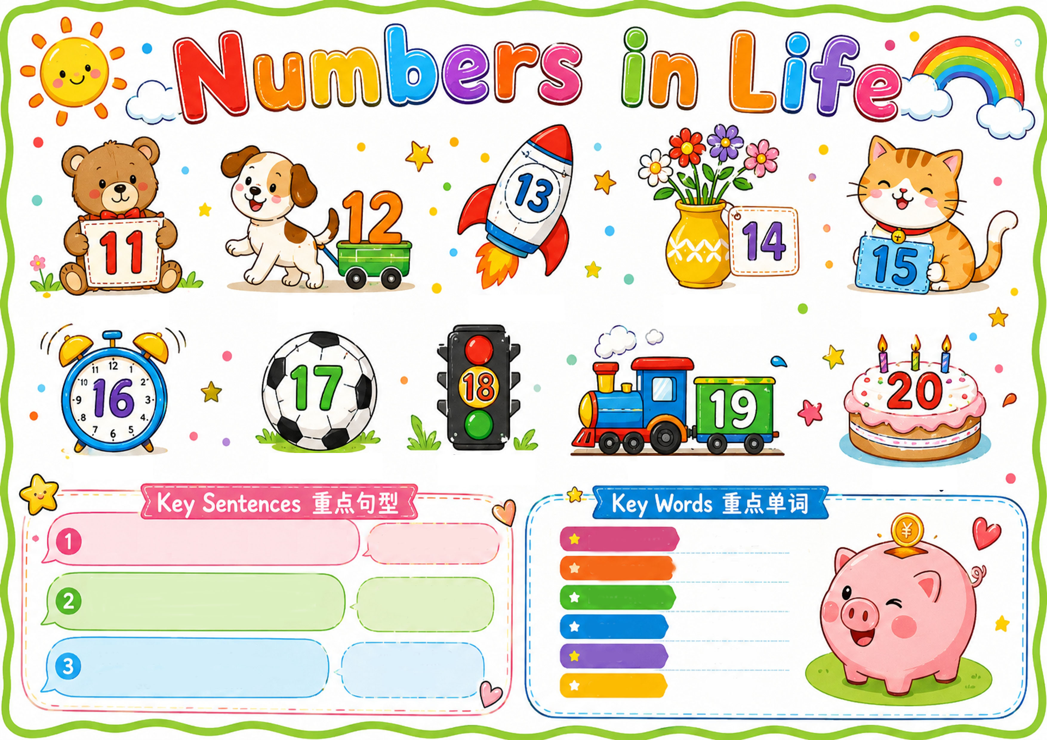 Numbers in life手抄报彩图无字