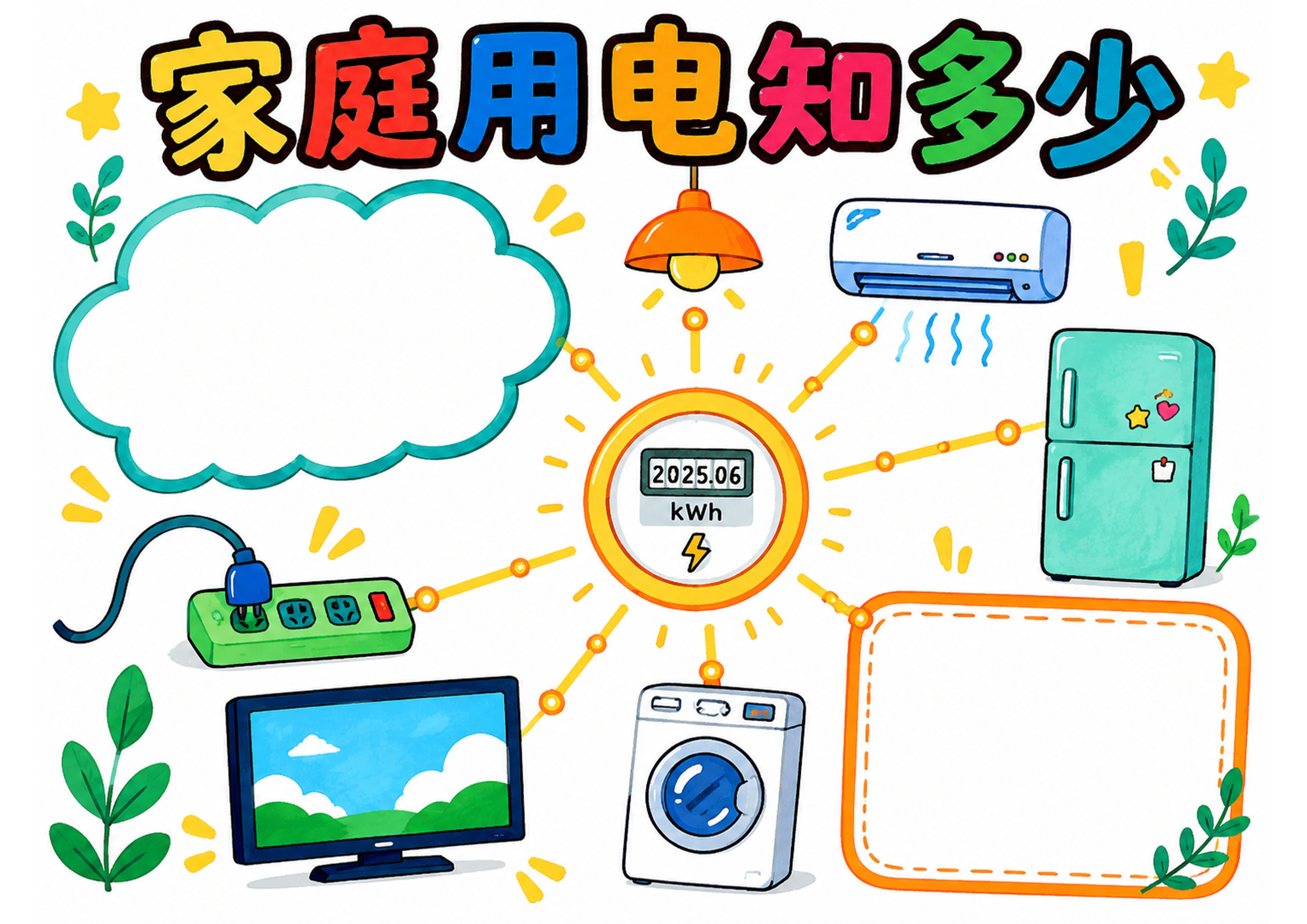 家庭用电统计表手抄报彩图无字