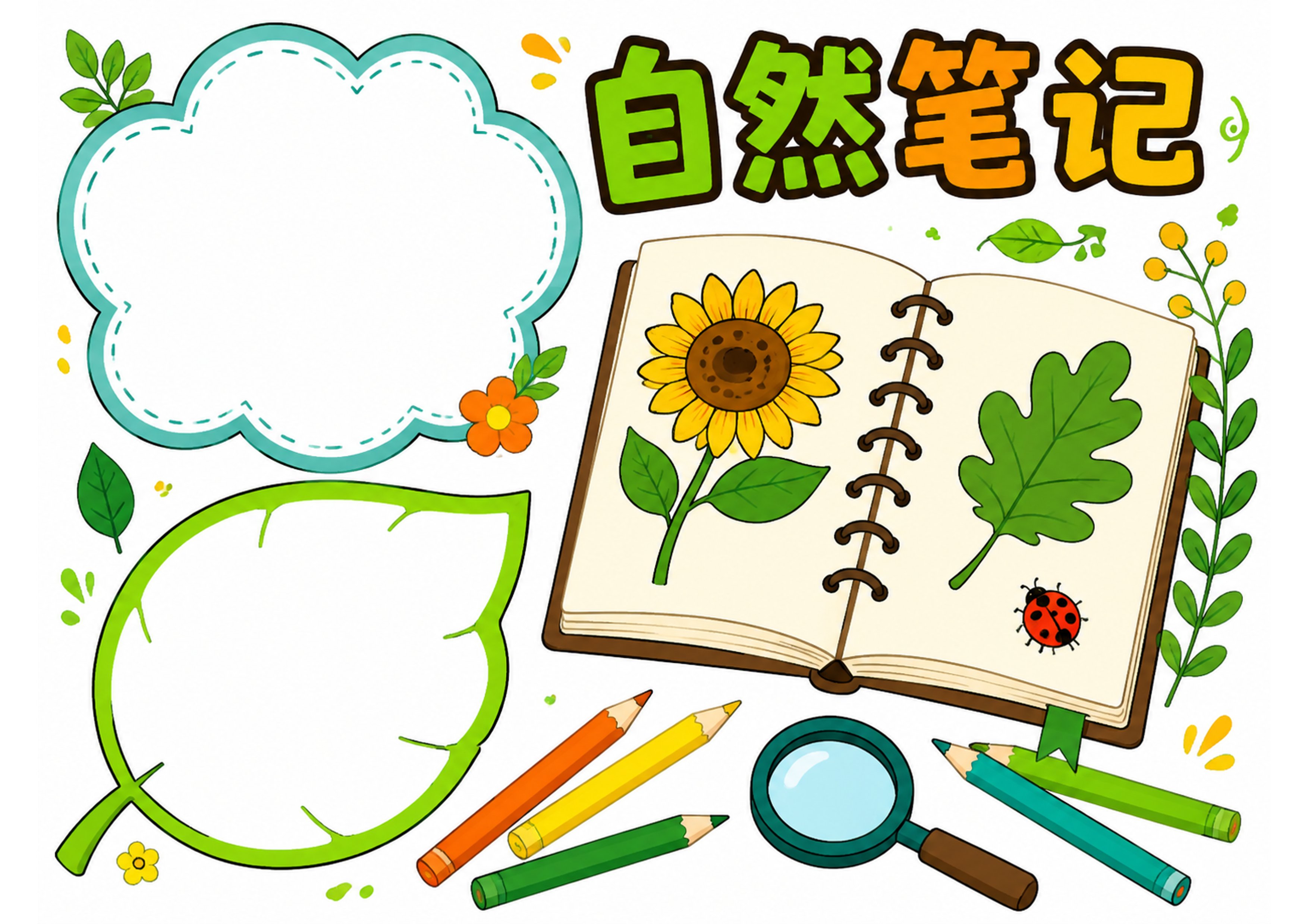 自然笔记手抄报手抄报彩图无字