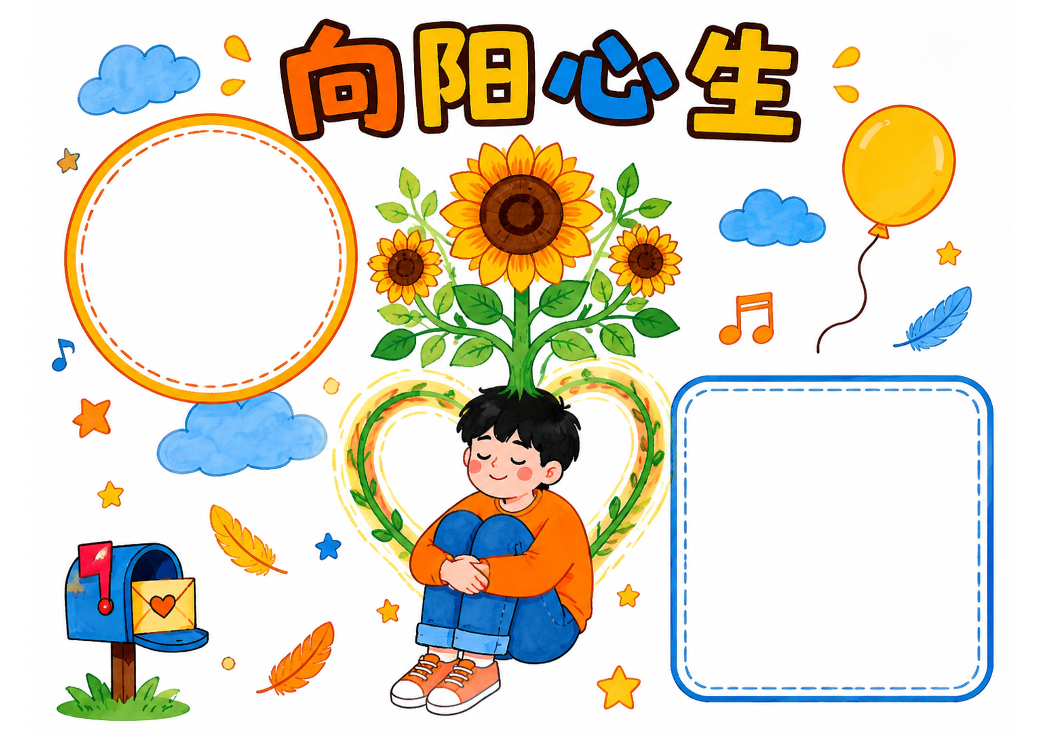 心理健康手抄报手抄报彩图无字