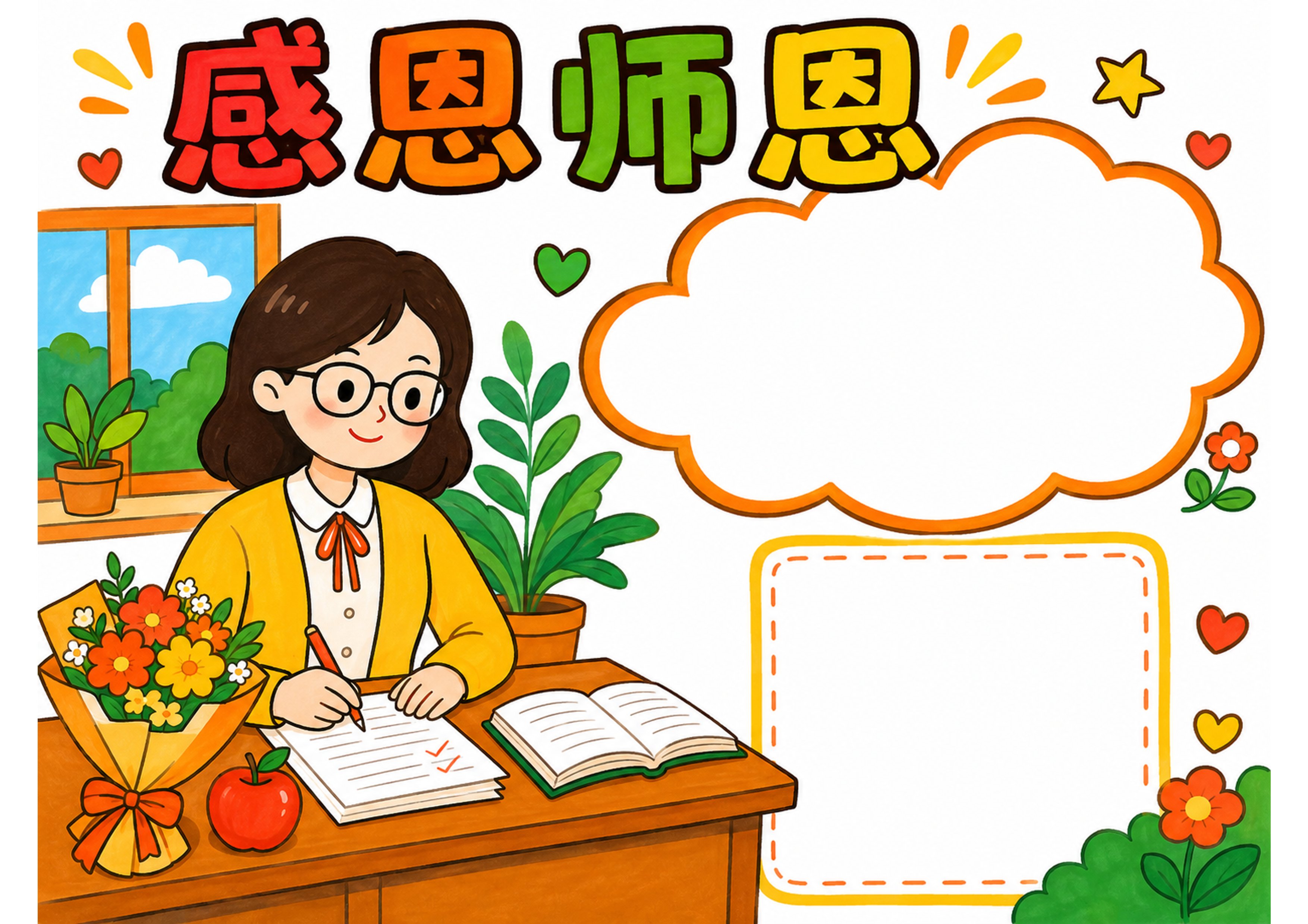 教师节手抄报彩图无字