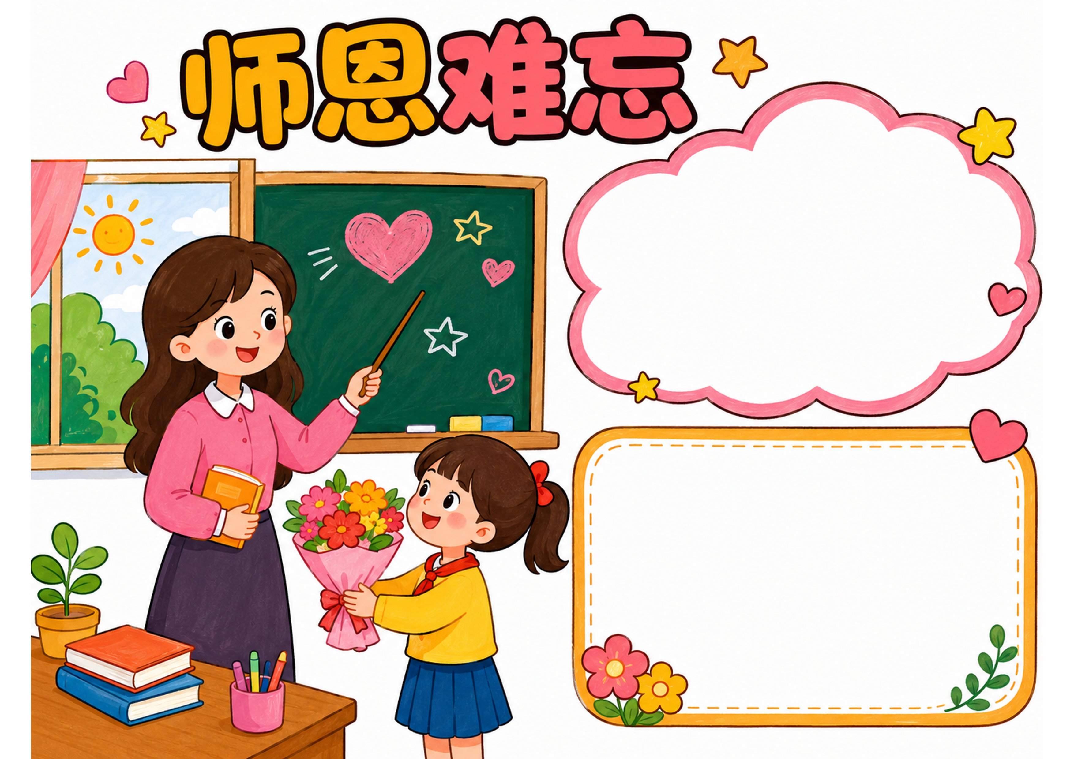 教师节手抄报彩图无字