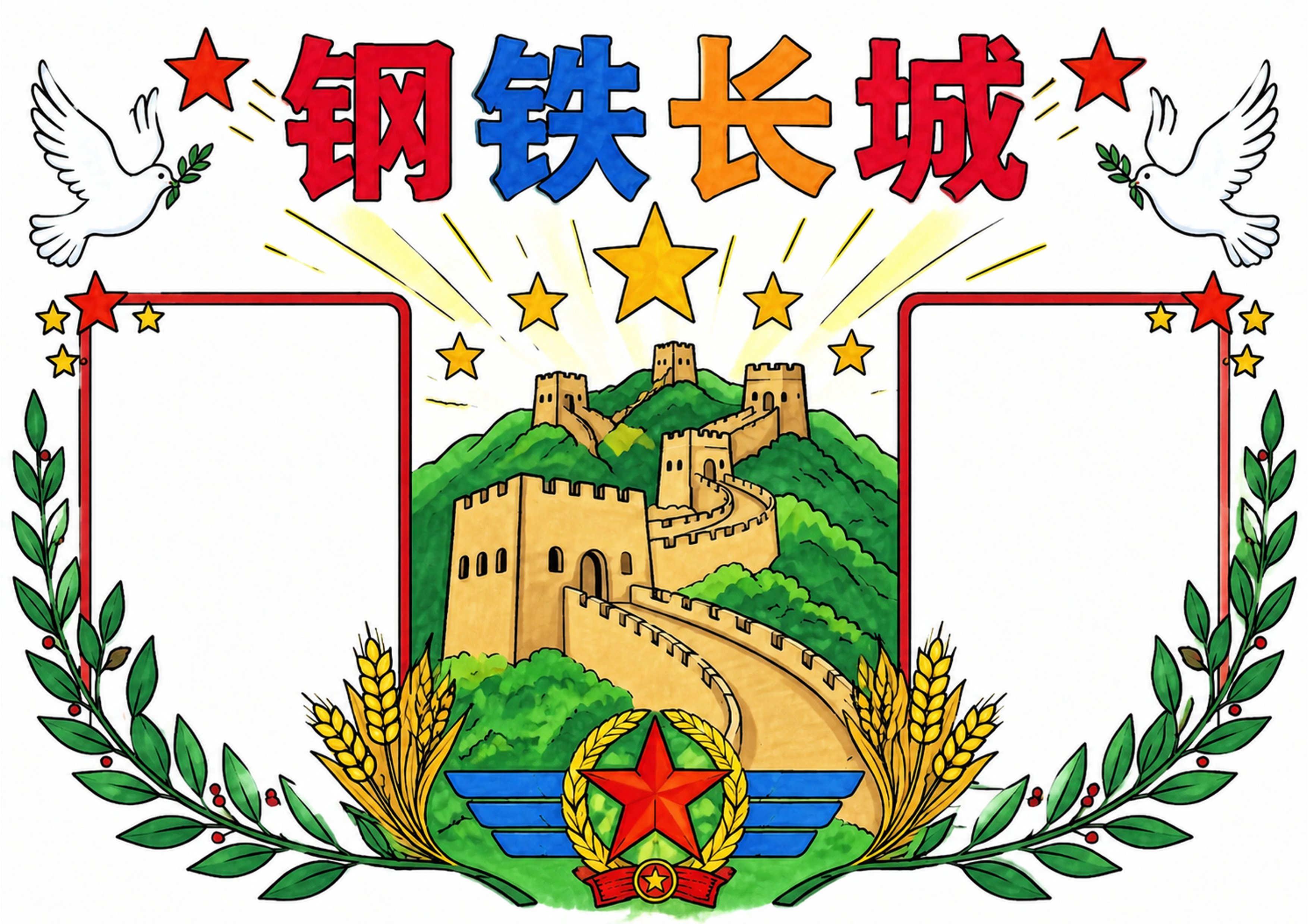 八一建军节手抄报彩图无字