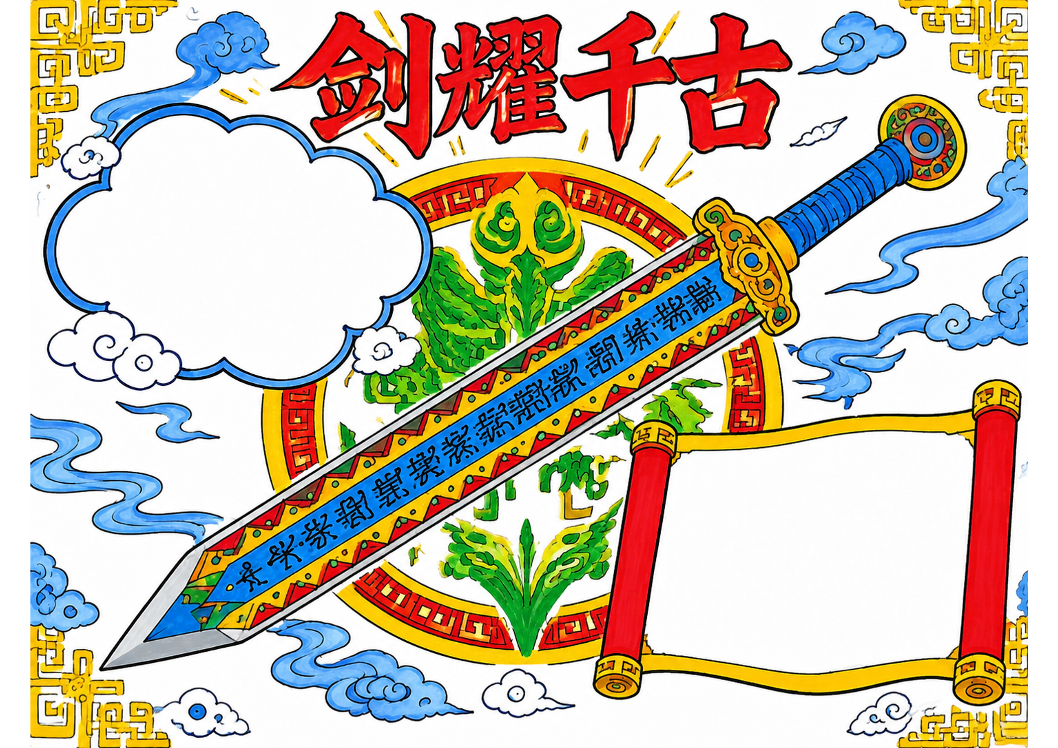 越王勾践剑·国宝文物探秘手抄报手抄报彩图无字
