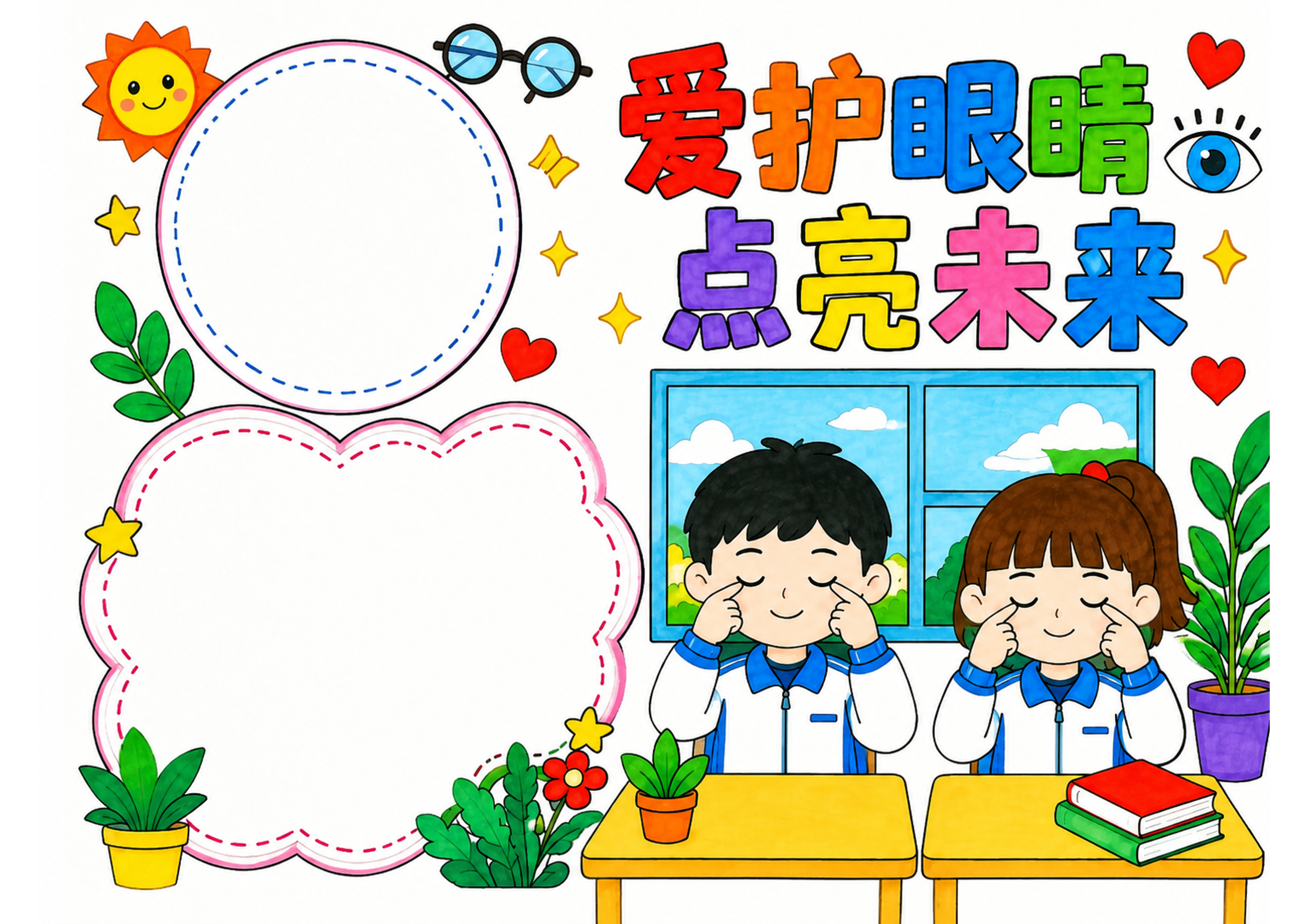 爱眼护眼手抄报彩图无字