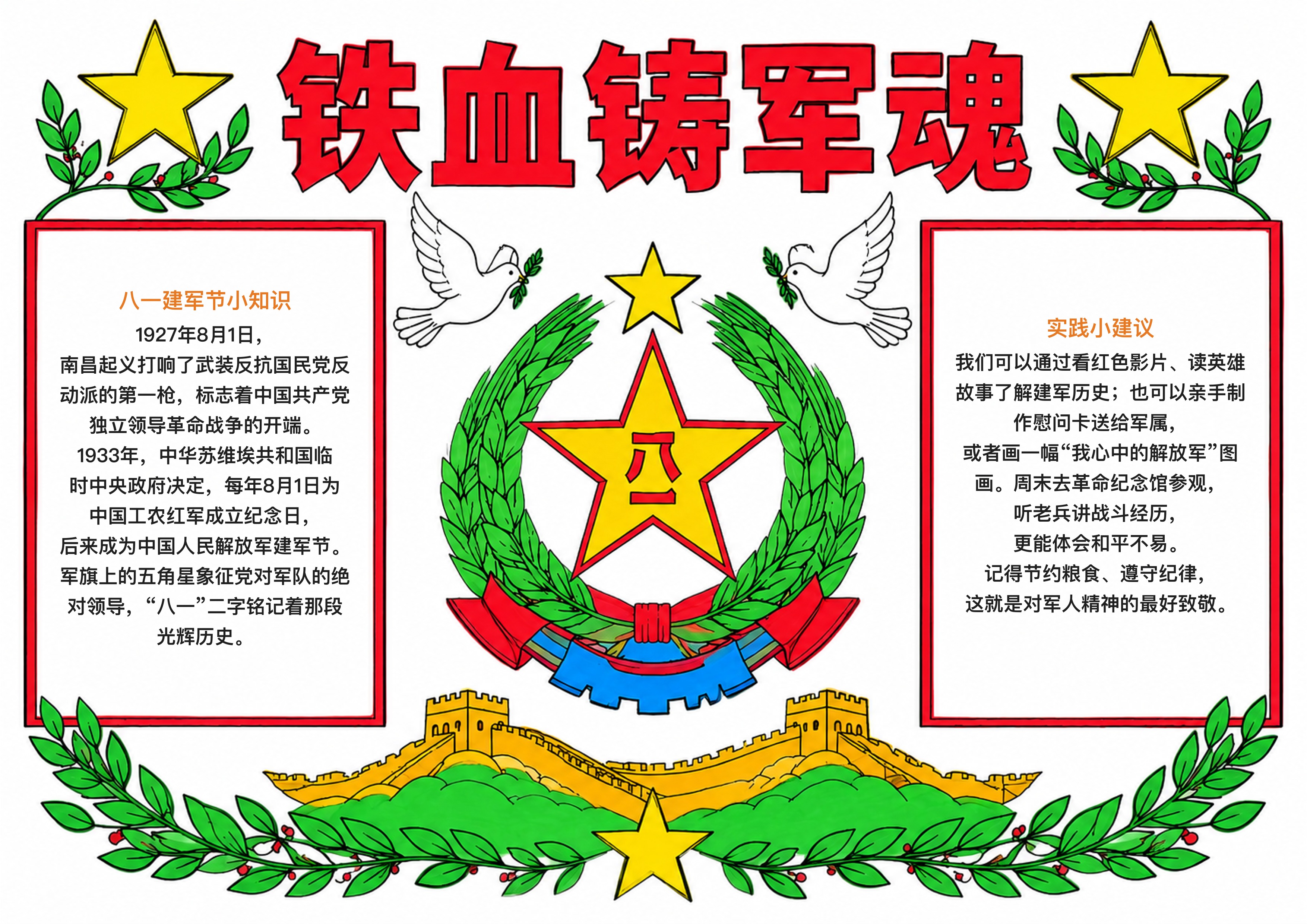 八一建军节手抄报图片