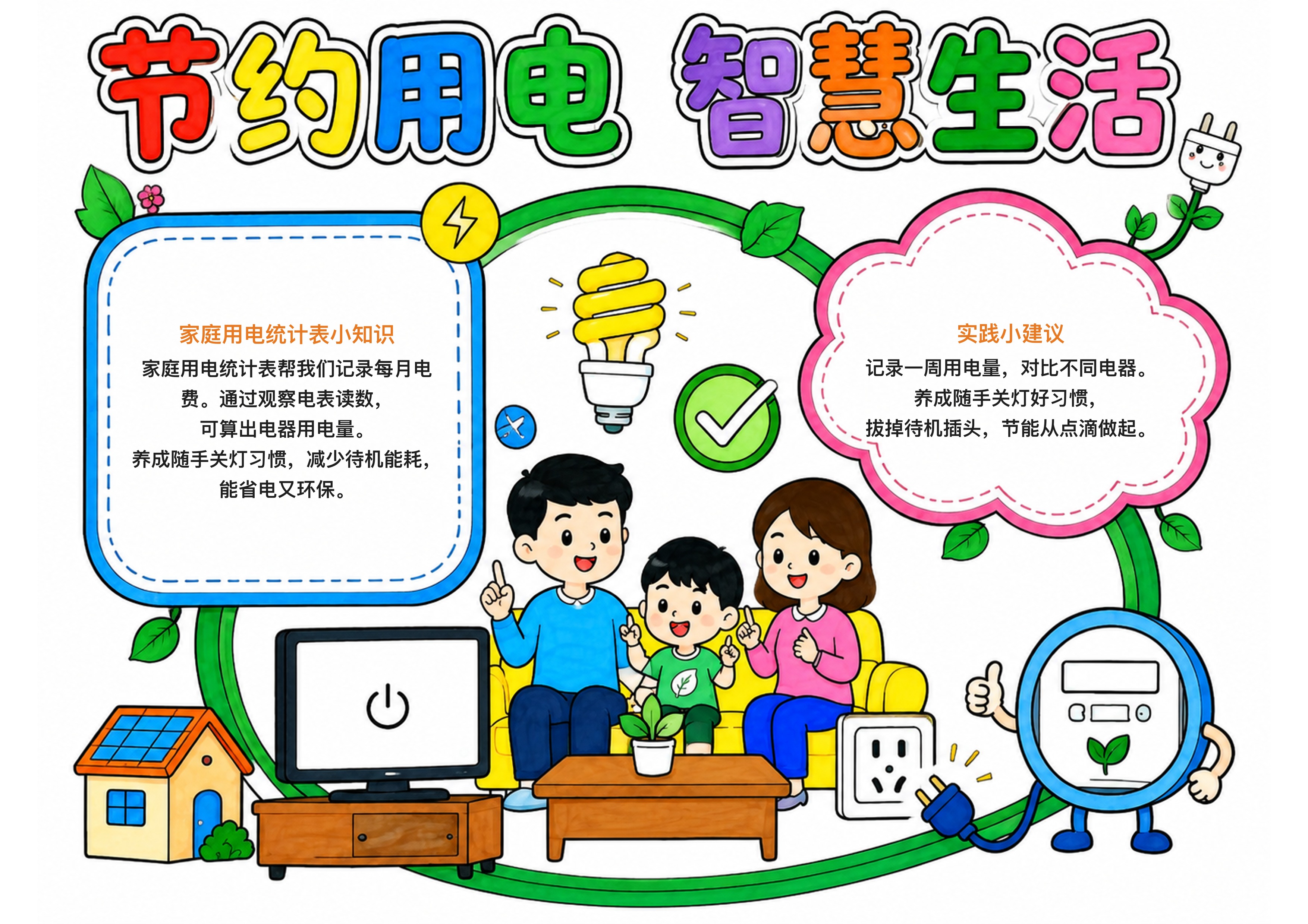 家庭用电统计表手抄报图片