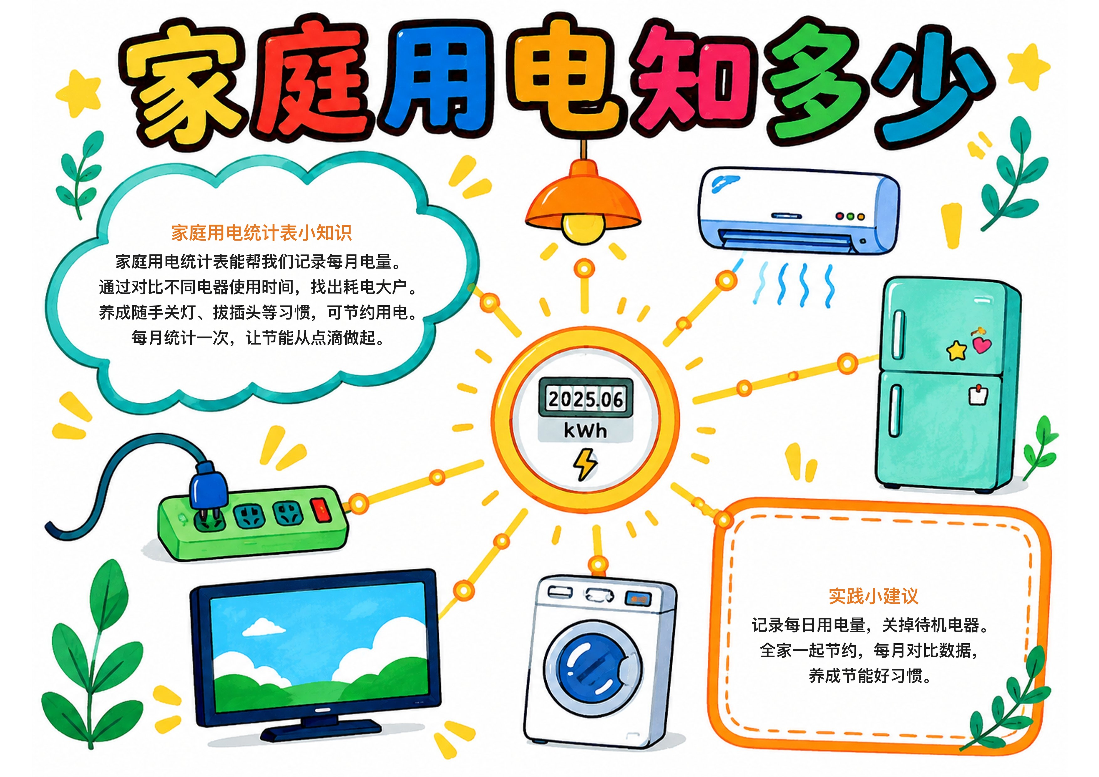家庭用电统计表手抄报图片