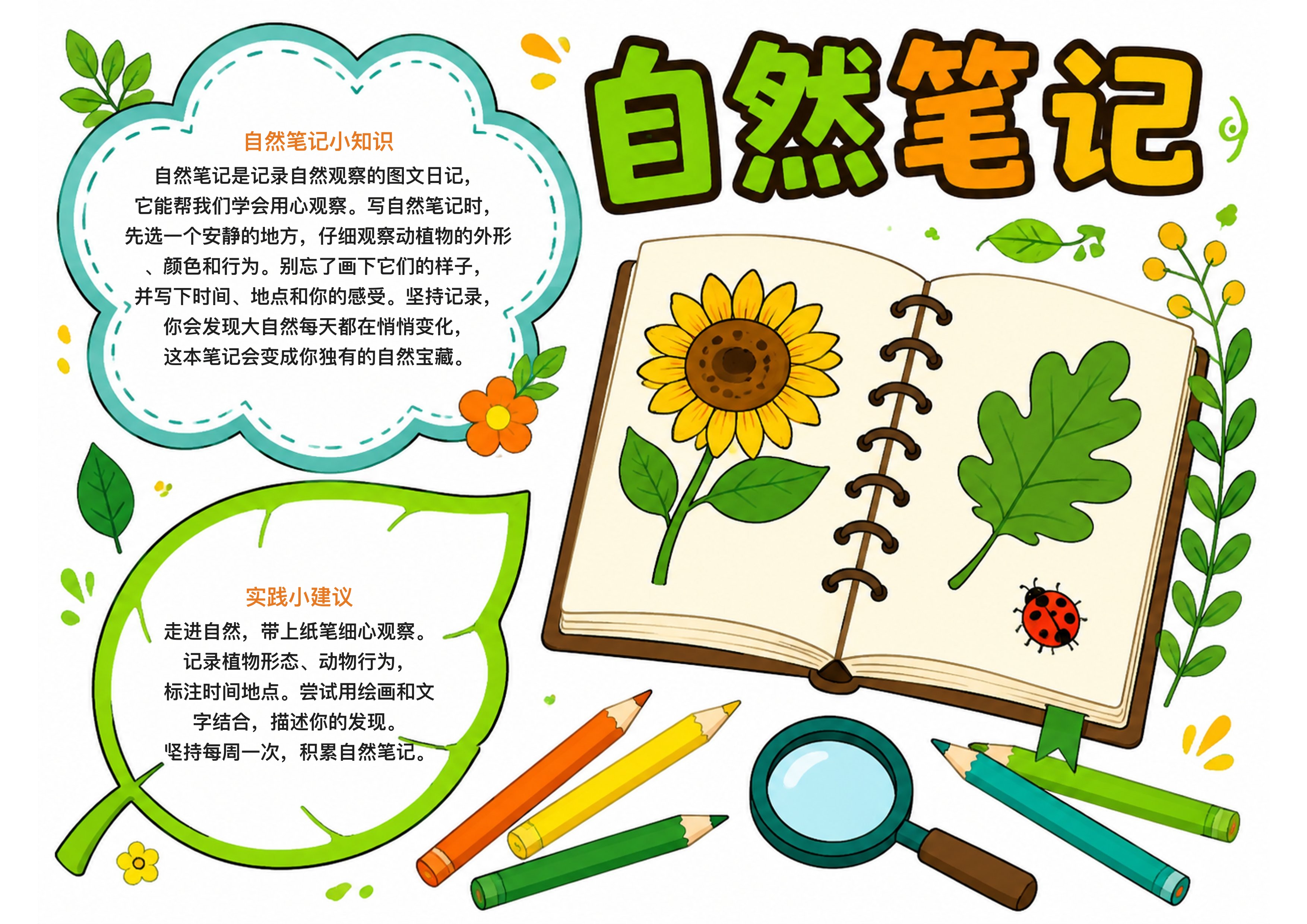 自然笔记手抄报手抄报图片