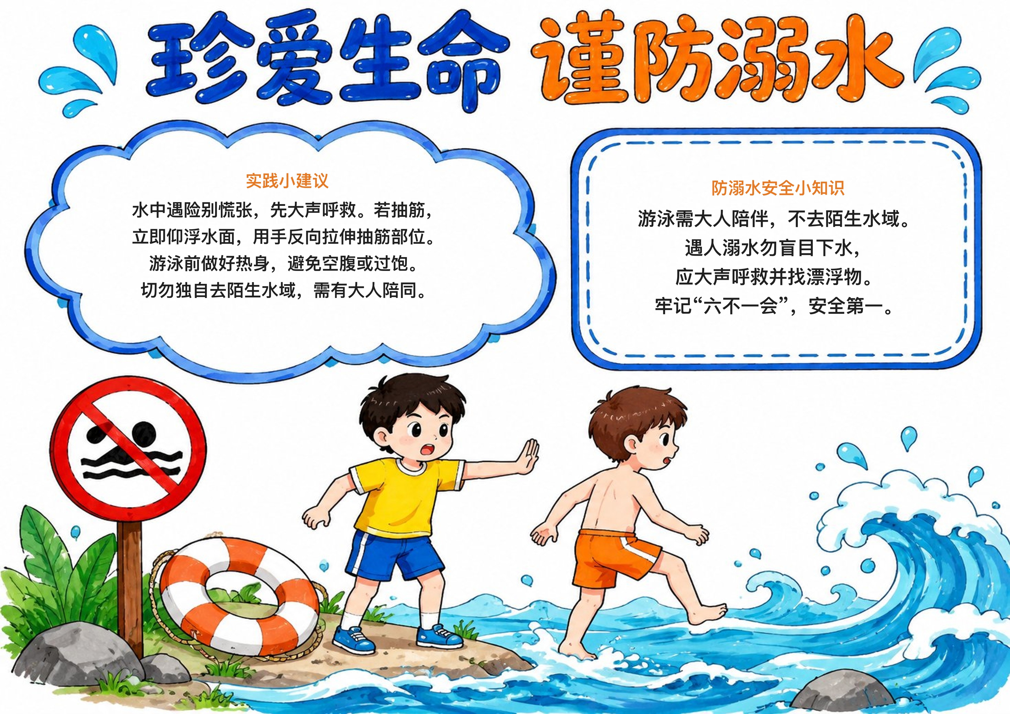 防溺水安全手抄报图片