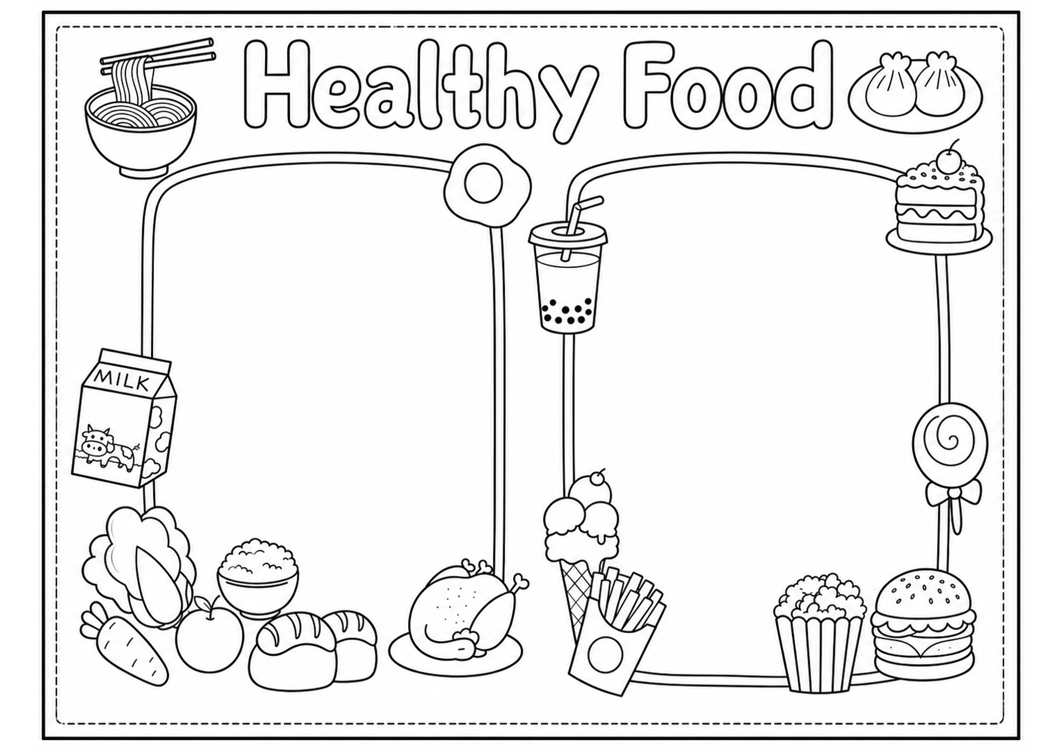 Healthy food｜三年级英语手抄报手抄报深线稿